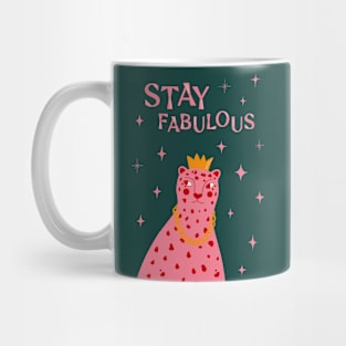 Stay Fabulous, Pink red cheetah art Mug